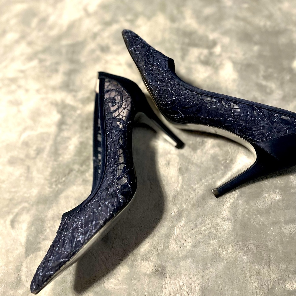 Navy Blue Adrianna Papell 7.5 medium dress high heel